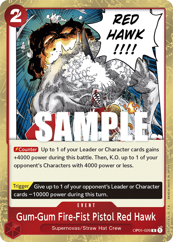 Gum-Gum Fire-Fist Pistol Red Hawk OP01-026 One Piece TCG