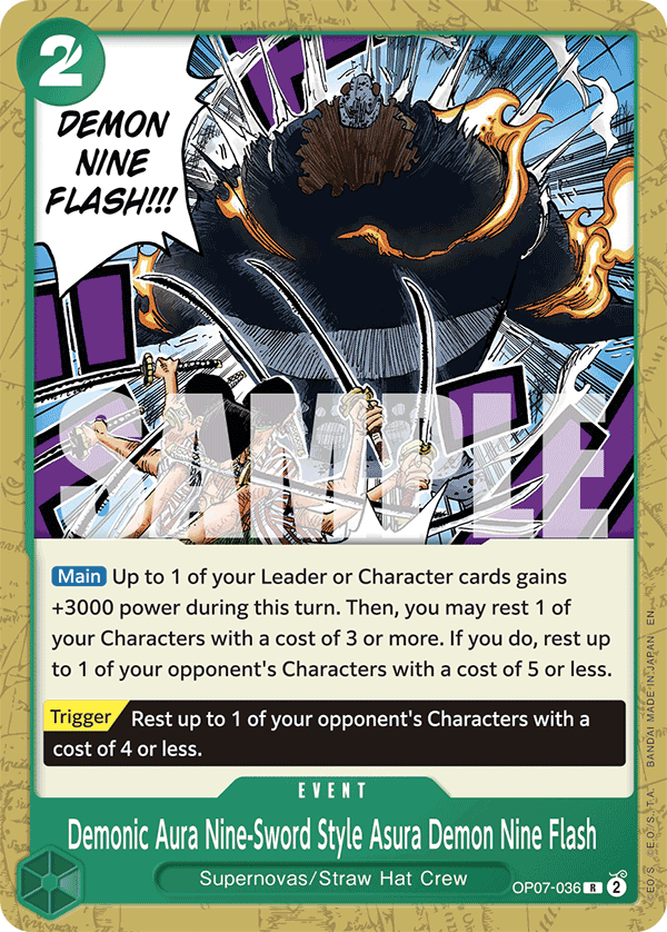 Demonic Aura Nine-Sword Style Asura Demon Nine Flash (Reprint) OP07-036_p1 One Piece TCG