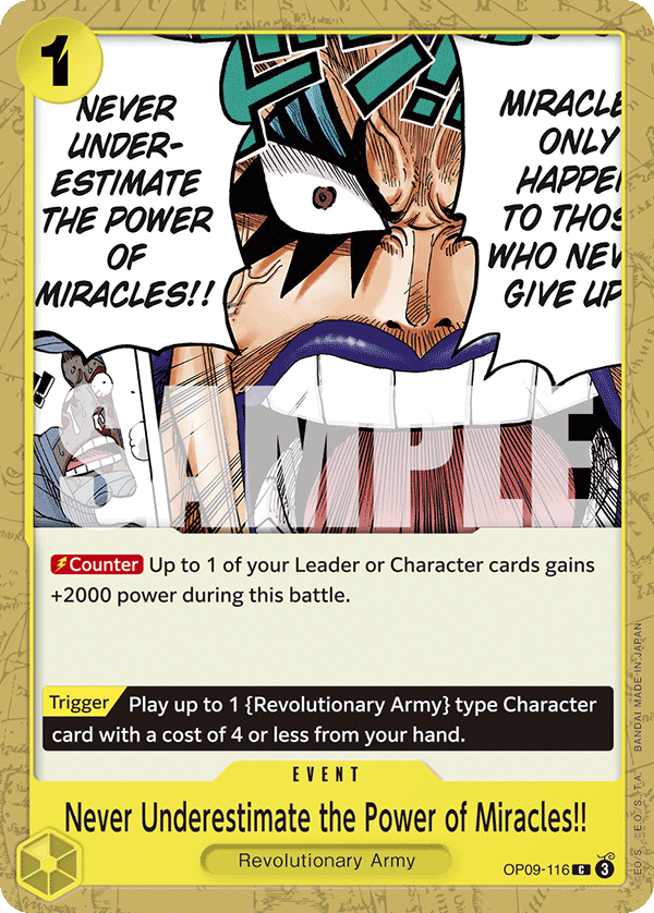 Never Underestimate the Power of Miracles!! OP09-116 One Piece TCG