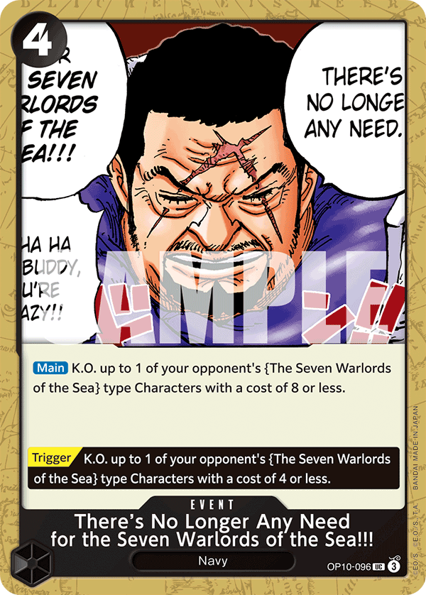 There's No Longer Any Need for the Seven Warlords of the Sea!!! OP10-096 One Piece TCG