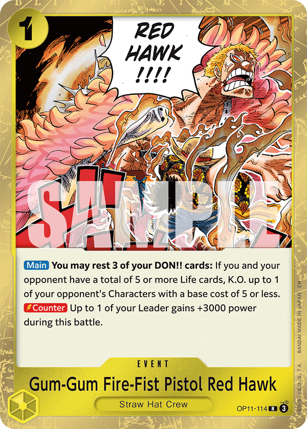 Gum-Gum Fire-Fist Pistol Red Hawk OP11-114 One Piece TCG