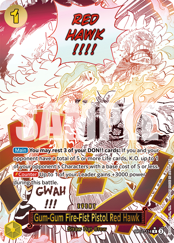 Gum-Gum Fire-Fist Pistol Red Hawk (Alternate Art) OP11-114_p1 One Piece TCG