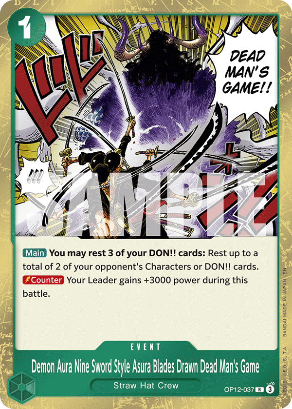 Demon Aura Nine Sword Style Asura Blades Drawn Dead Man's Game OP12-037 One Piece TCG