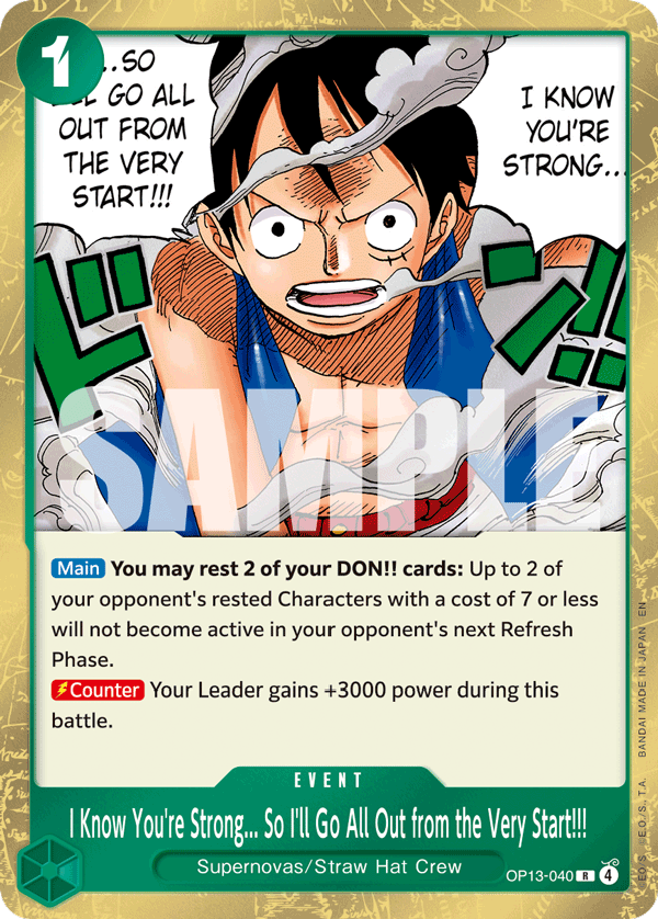 I Know You're Strong... So I'll Go All Out from the Very Start!!! OP13-040 One Piece TCG