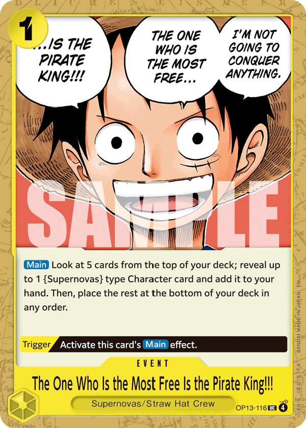 The One Who Is the Most Free Is the Pirate King!!! OP13-116 One Piece TCG
