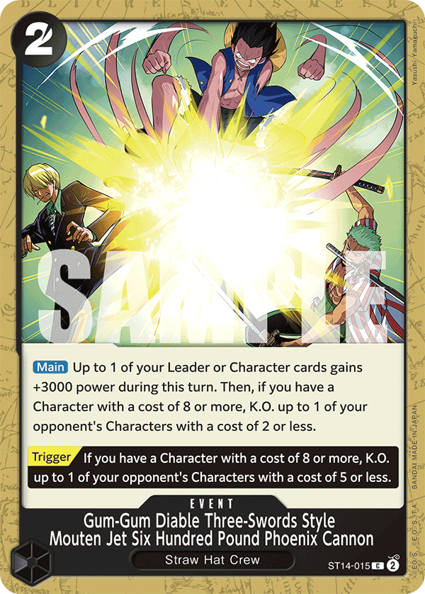 Gum-Gum Diable Three-Swords Style Mouten Jet Six Hundred Pound Phoenix Cannon ST14-015 One Piece TCG