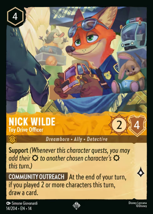 Nick Wilde - Toy Drive Officer Disney Lorcana card