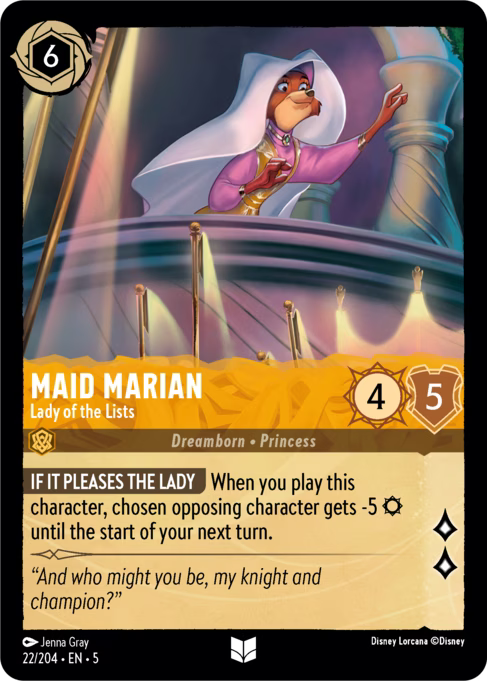 Maid Marian - Lady of the Lists Disney Lorcana card