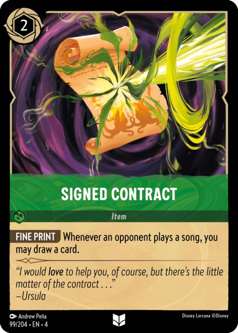 Signed Contract Disney Lorcana card