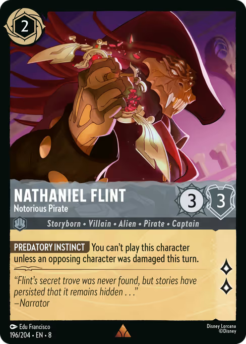 Nathaniel Flint - Notorious Pirate Disney Lorcana card
