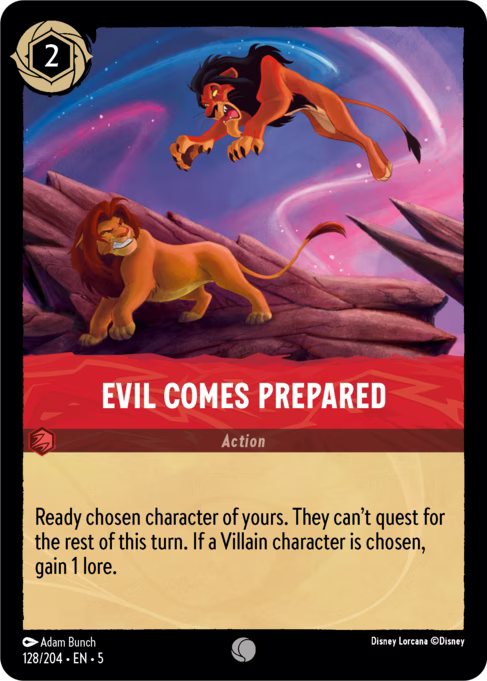 Evil Comes Prepared Disney Lorcana card