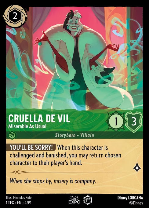 Cruella De Vil - Miserable As Usual Disney Lorcana card