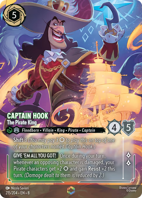 Captain Hook - The Pirate King Disney Lorcana card