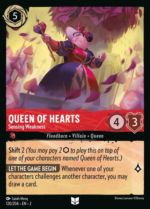 Queen of Hearts - Sensing Weakness Disney Lorcana card