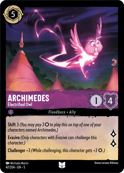 Archimedes - Electrified Owl Disney Lorcana card