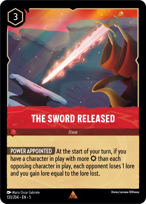 The Sword Released Disney Lorcana card
