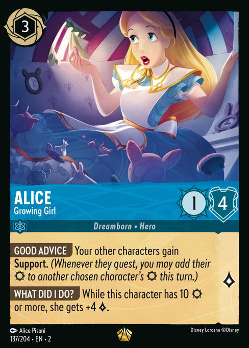 Alice - Growing Girl Disney Lorcana card