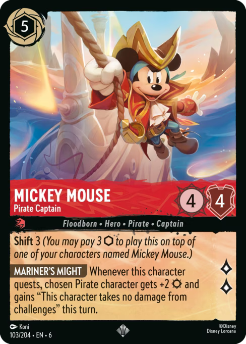 Mickey Mouse - Pirate Captain Disney Lorcana card