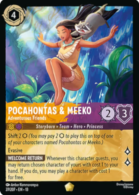 Pocahontas & Meeko - Adventurous Friends Disney Lorcana card