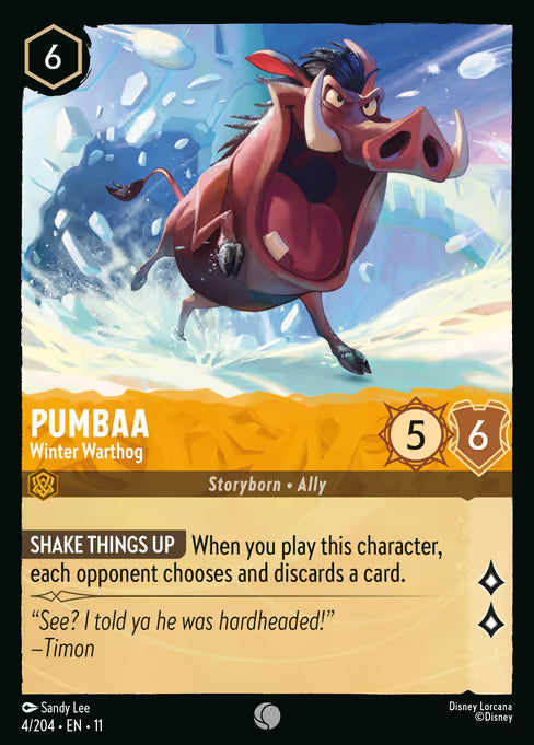 Pumbaa - Winter Warthog Disney Lorcana card