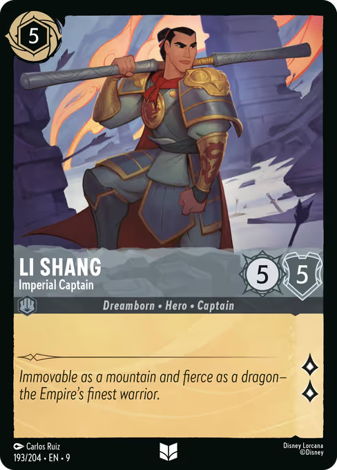 Li Shang - Imperial Captain Disney Lorcana card