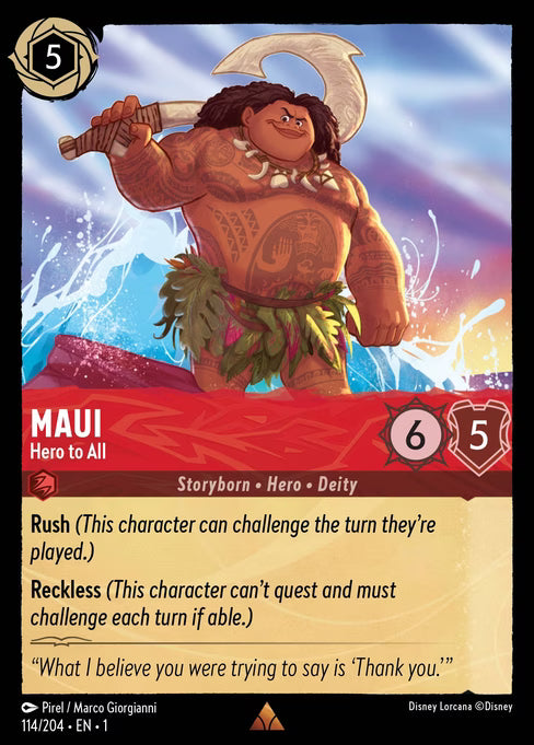 Maui - Hero to All Disney Lorcana card