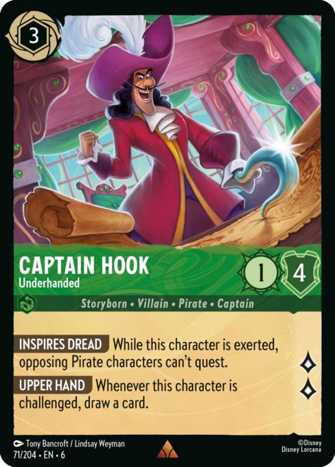 Captain Hook - Underhanded Disney Lorcana card