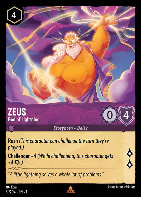 Zeus - God of Lightning Disney Lorcana card