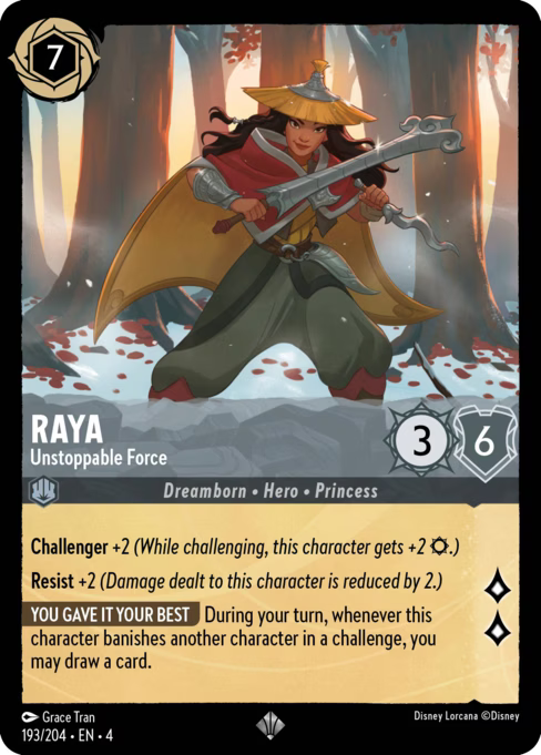 Raya - Unstoppable Force Disney Lorcana card