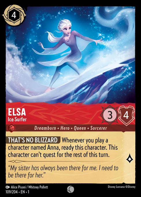 Elsa - Ice Surfer Disney Lorcana card