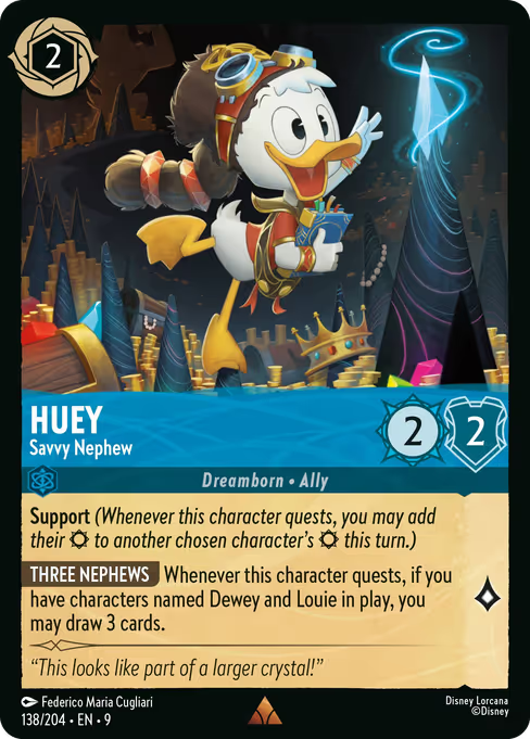 Huey - Savvy Nephew Disney Lorcana card
