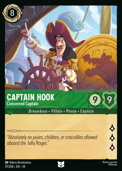 Captain Hook - Concerned Captain Disney Lorcana card