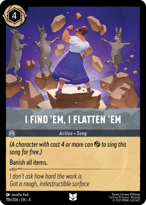 I Find ’Em, I Flatten ’Em Disney Lorcana card
