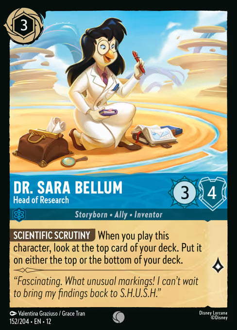 Dr. Sara Bellum - Head of Research Disney Lorcana card