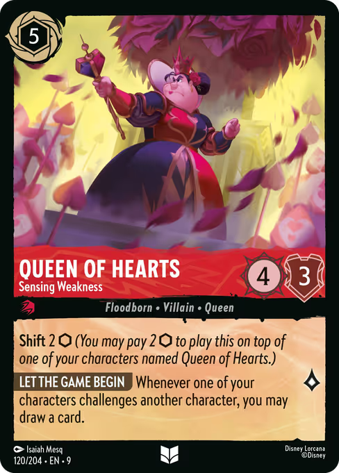 Queen of Hearts - Sensing Weakness Disney Lorcana card
