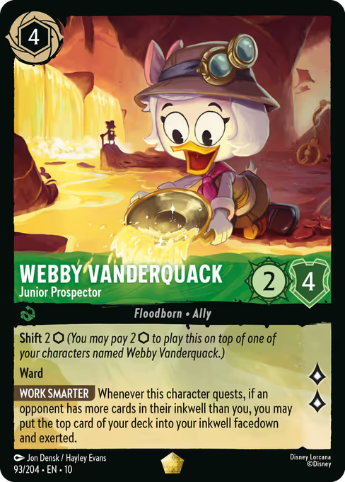 Webby Vanderquack - Junior Prospector Disney Lorcana card