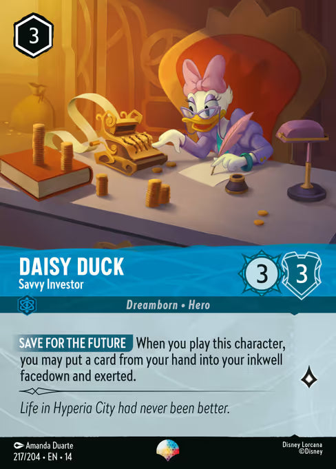 Daisy Duck - Savvy Investor Disney Lorcana card