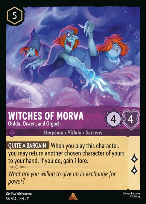 Witches of Morva - Orddu, Orwen, and Orgoch Disney Lorcana card