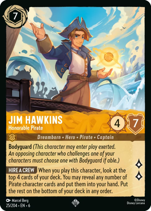 Jim Hawkins - Honorable Pirate Disney Lorcana card