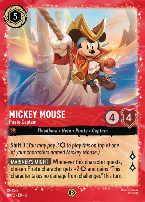 Mickey Mouse - Pirate Captain Disney Lorcana card