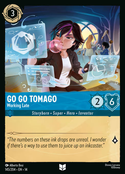 Go Go Tomago - Working Late Disney Lorcana card
