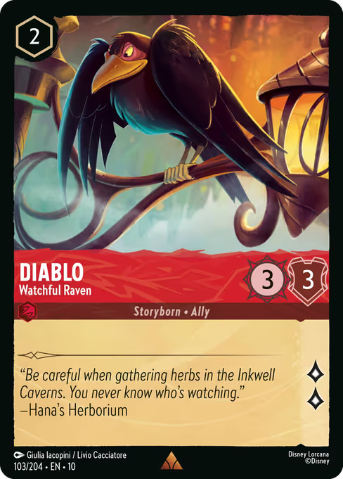 Diablo - Watchful Raven Disney Lorcana card