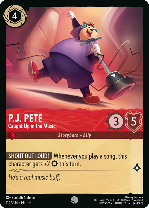 P.J. Pete - Caught Up in the Music Disney Lorcana card