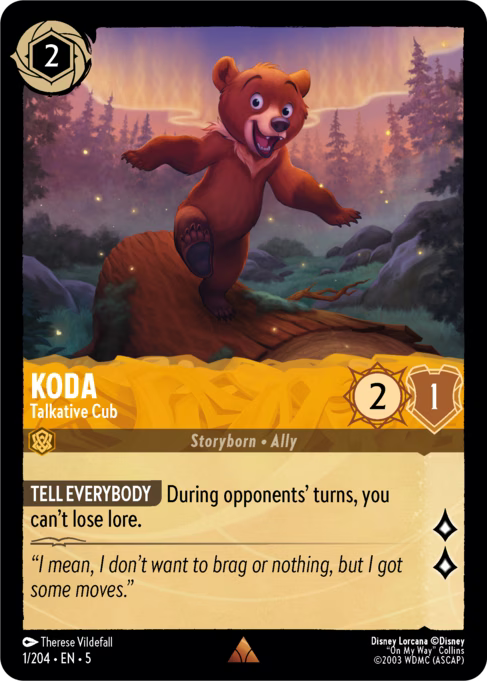 Koda - Talkative Cub Disney Lorcana card