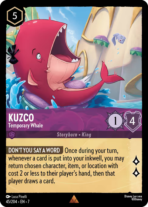 Kuzco - Temporary Whale Disney Lorcana card
