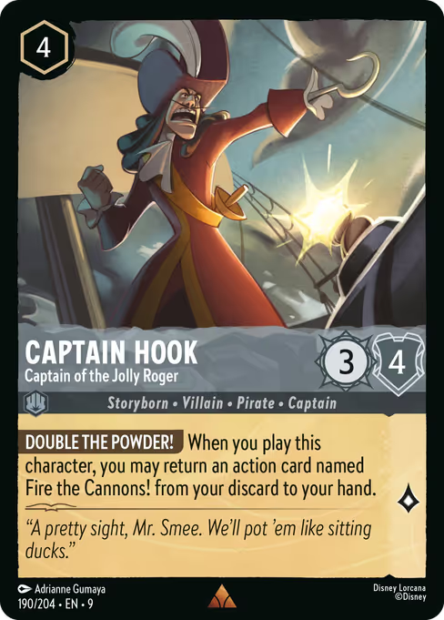Captain Hook - Captain of the Jolly Roger Disney Lorcana card