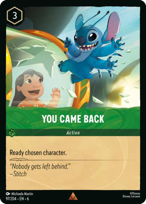 You Came Back Disney Lorcana card
