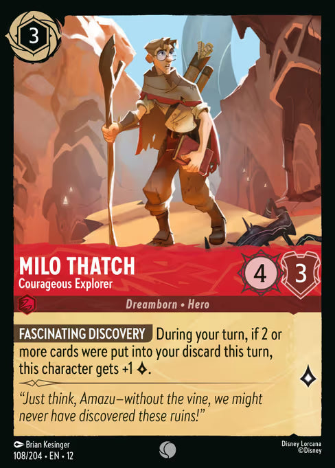 Milo Thatch - Courageous Explorer Disney Lorcana card
