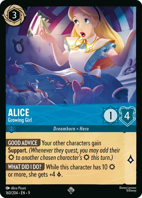 Alice - Growing Girl Disney Lorcana card