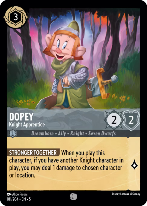 Dopey - Knight Apprentice Disney Lorcana card